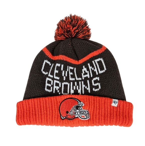 47 Brand Throw‎ Back Knit NFL Cleveland Browns Beanie Hat w Pom Pom Unisex N44 - Picture 8 of 8